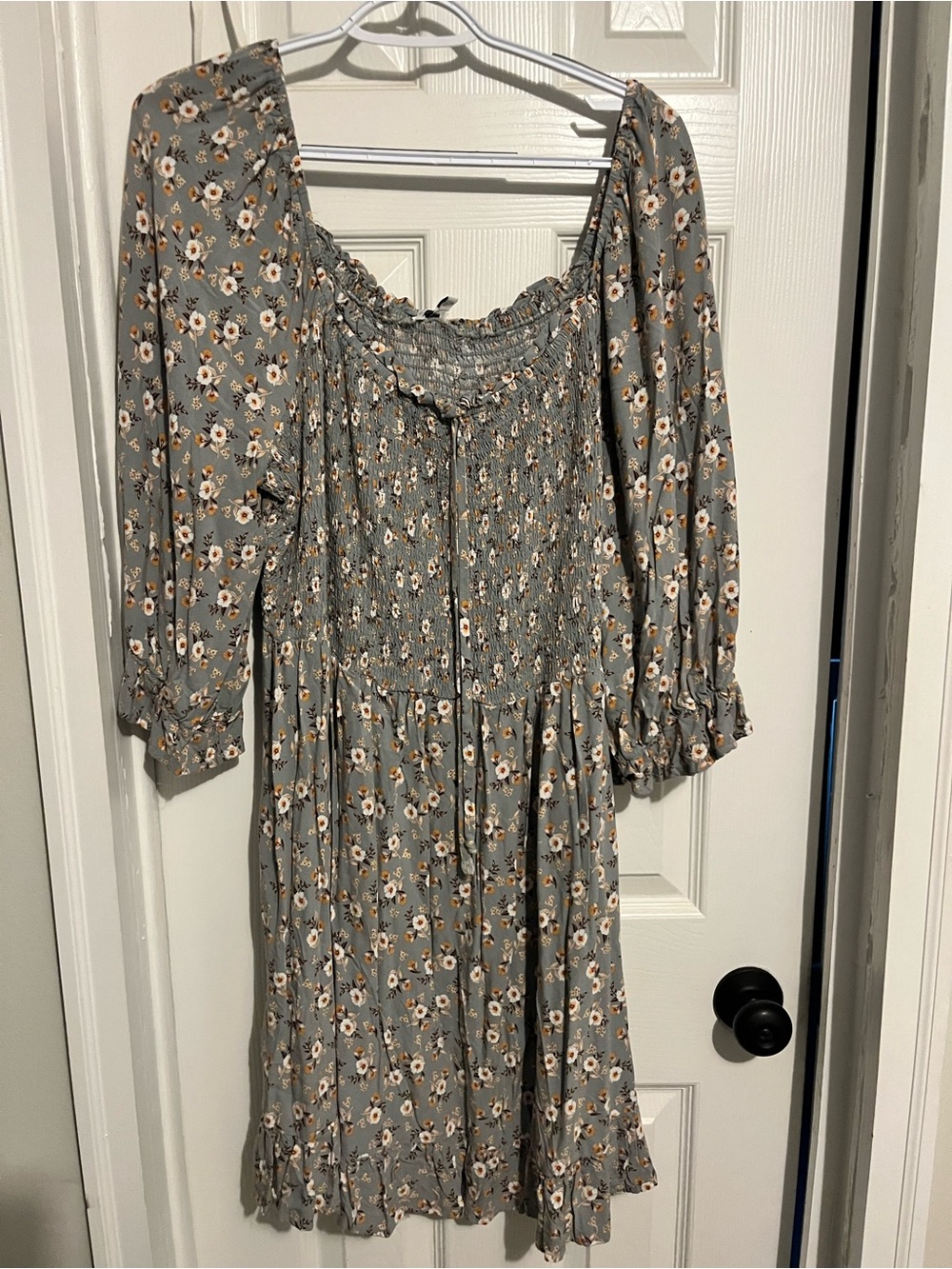 Othr Sage Green Floral Smocked Midi Dress